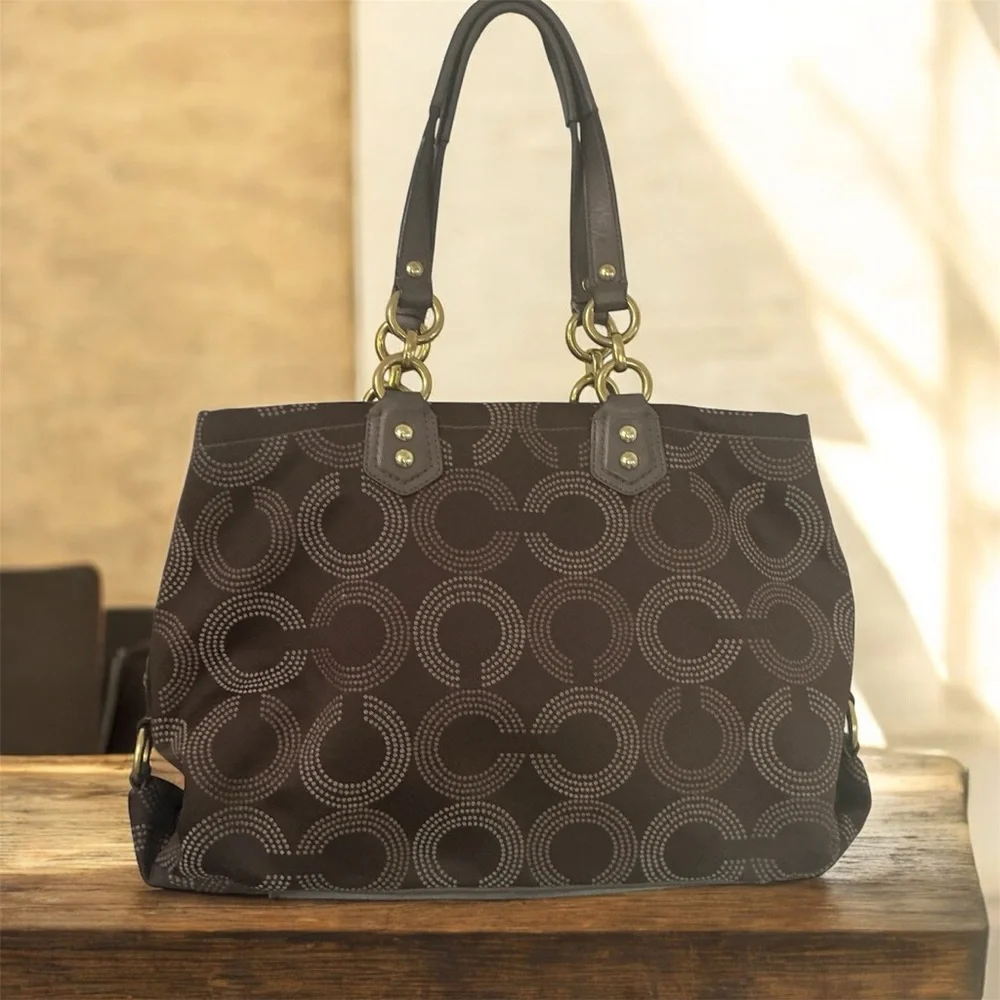COACH ASHLEY DOTTED OP ART SHOULDER BAG